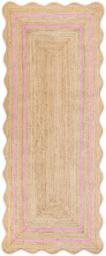 Wave Scalloped Natural Jute Runner Light Pink (2ft 6inx16ft) - Boho