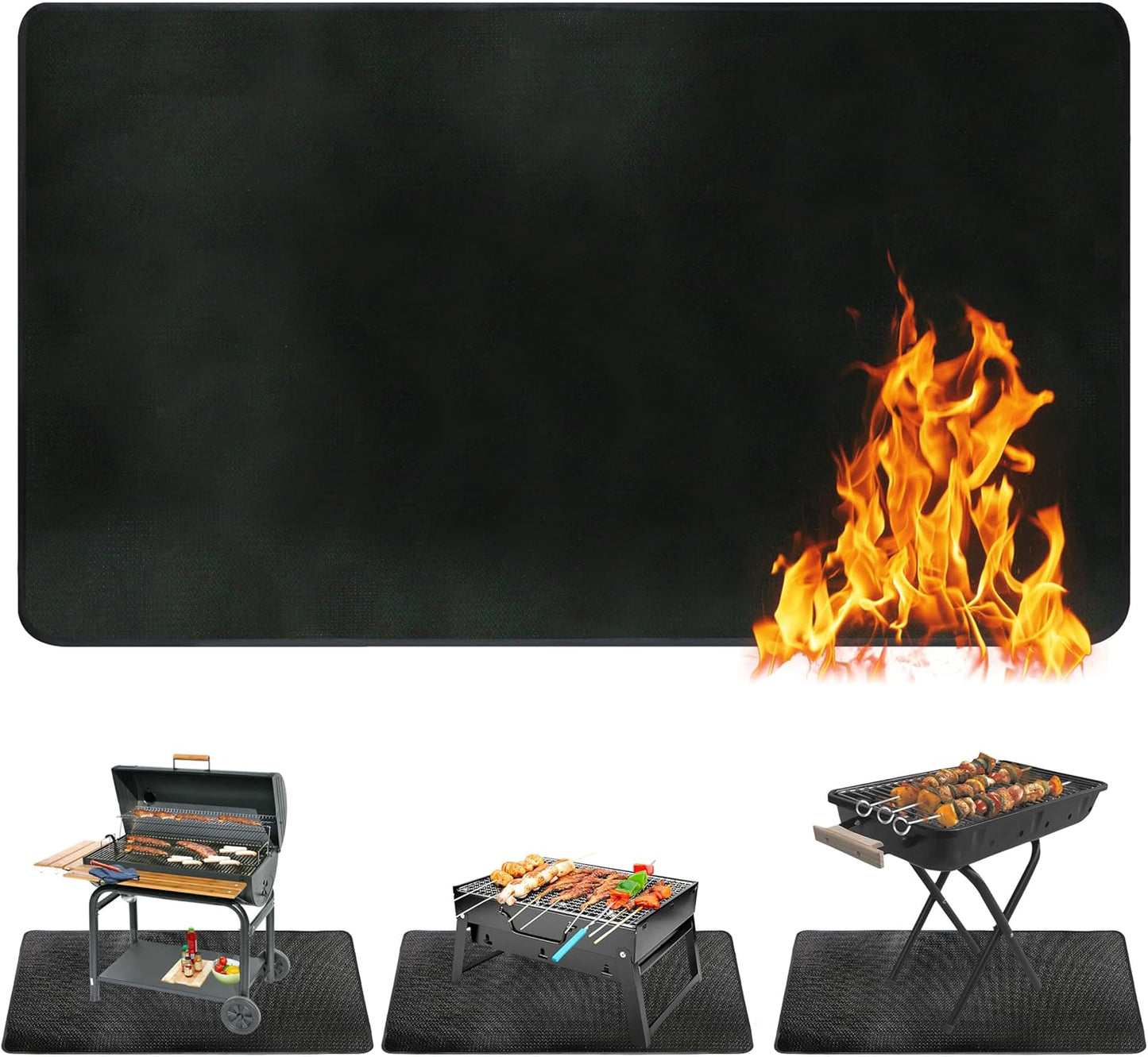 Ogrmar 90 x 52 Inch Grill Mat for Outdoor Cooking Protection