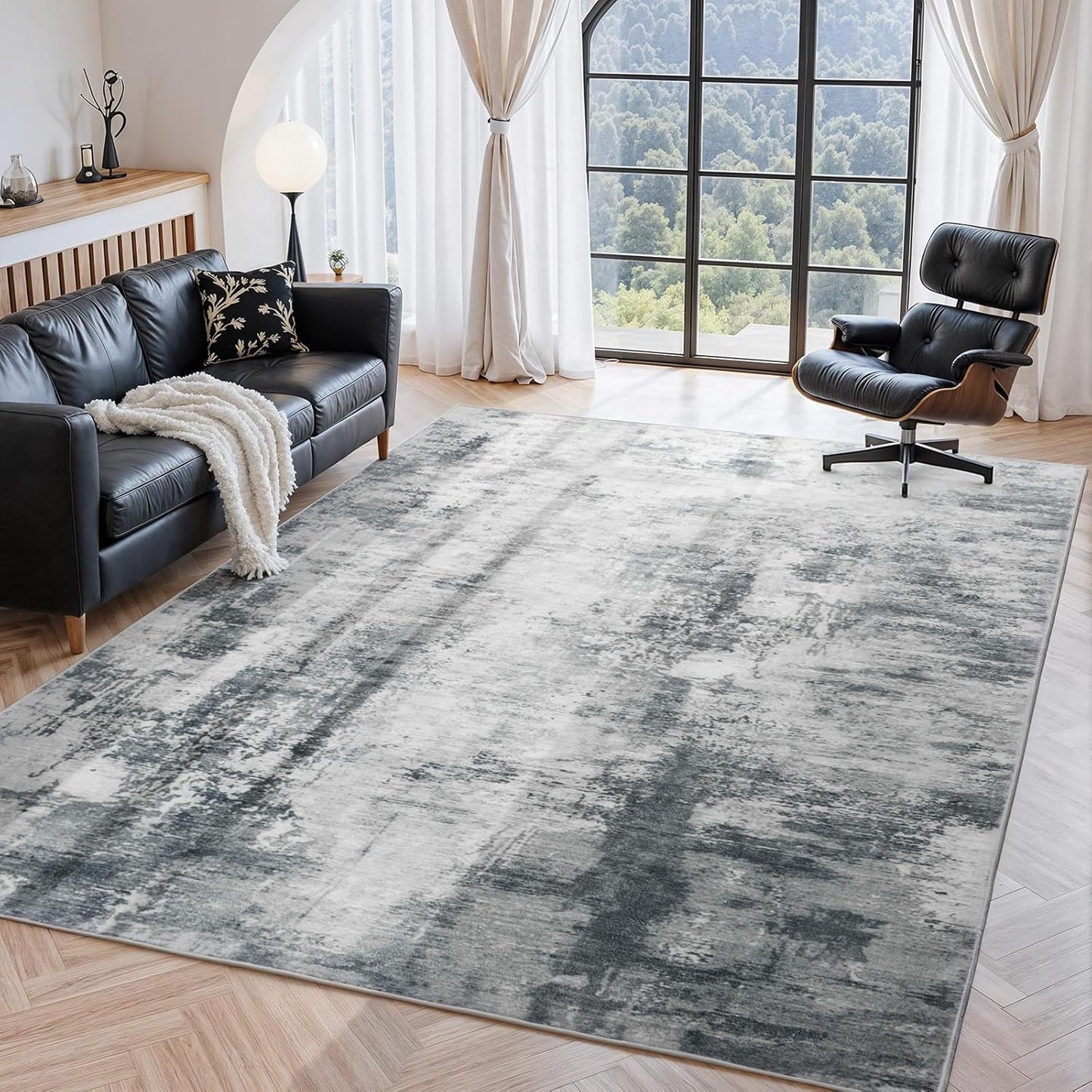 Abstract Area Rug 5x7 Washable Non-Slip Backing for Home