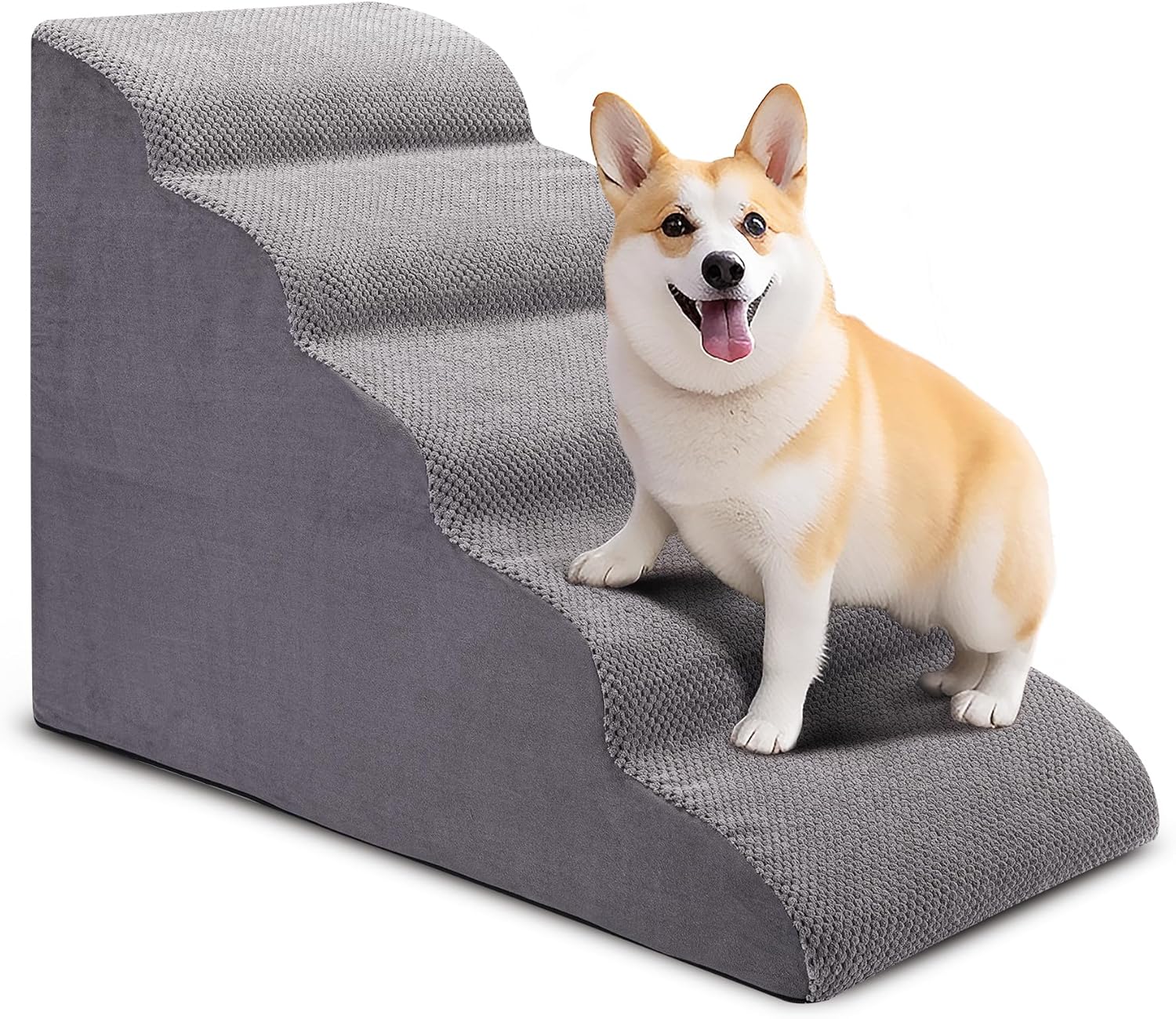 Non-Slip 5-Step Dog Stairs for Bed and Couch - Ideal for Pets