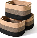 Gradient Black & Jute Storage Baskets 3 Pack - 15in x11in x9.5in