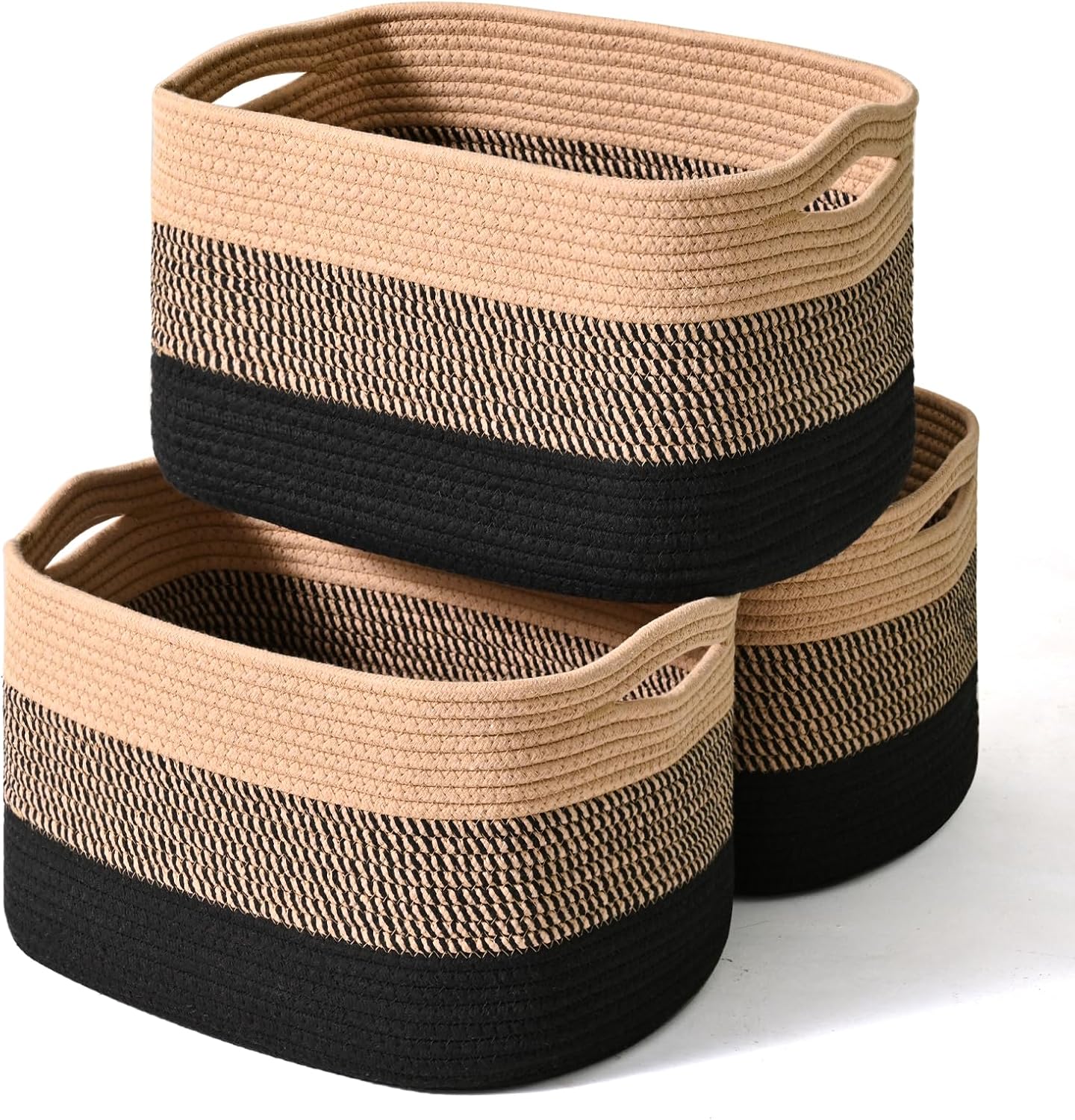 Woven Cotton Rope Storage Baskets for Organizing Shelves
