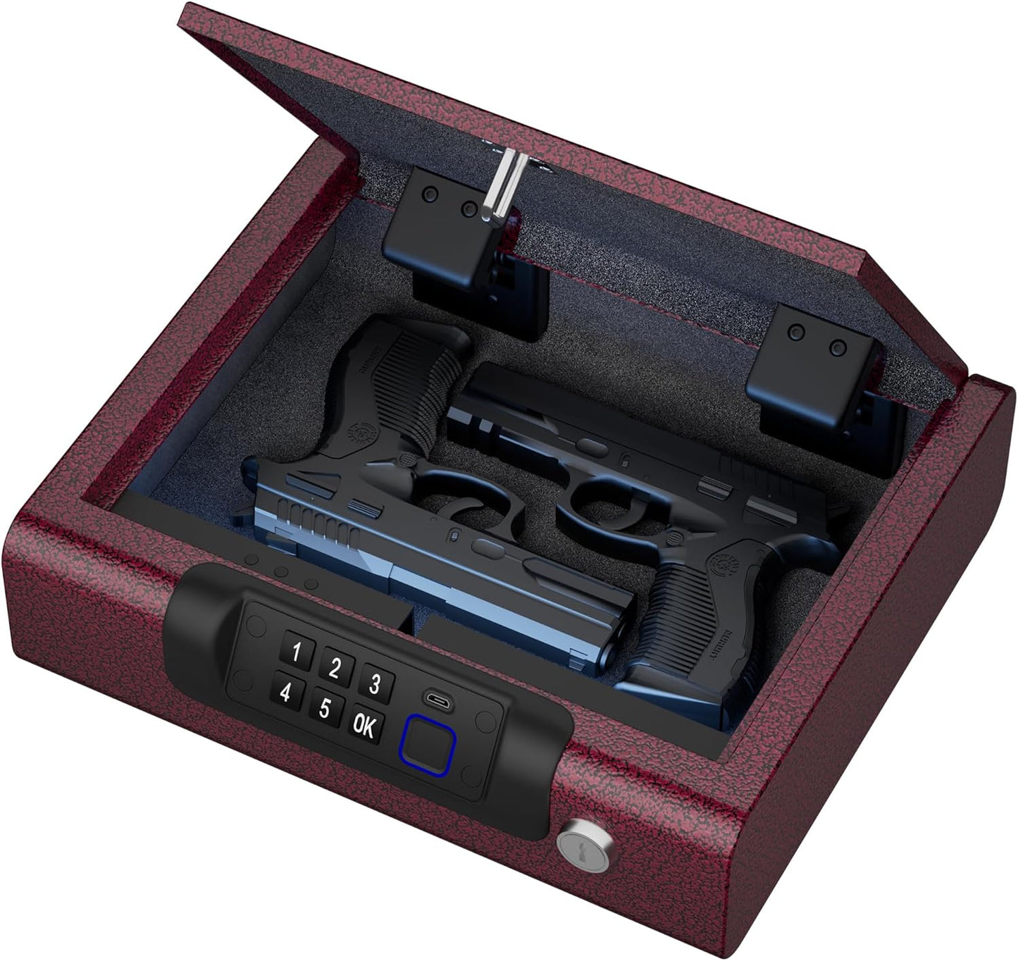 Biometric Gun Safe for Pistols with 3-Ways Unlocking System