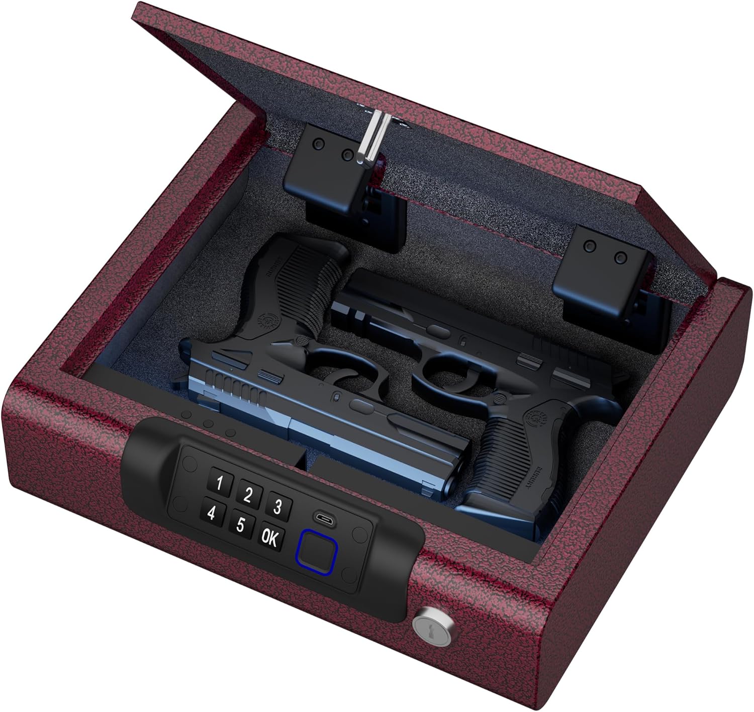 Biometric Gun Safe for Pistols with 3-Ways Unlocking System
