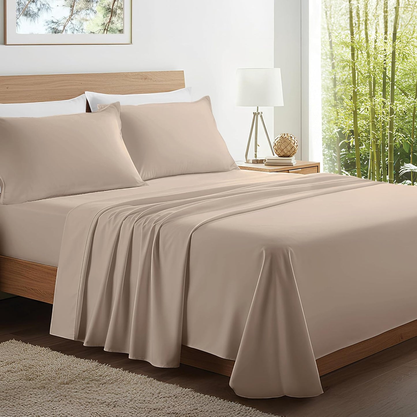 Kickoff Viscose Bamboo Sheets King Size Set for Hot Sleepers