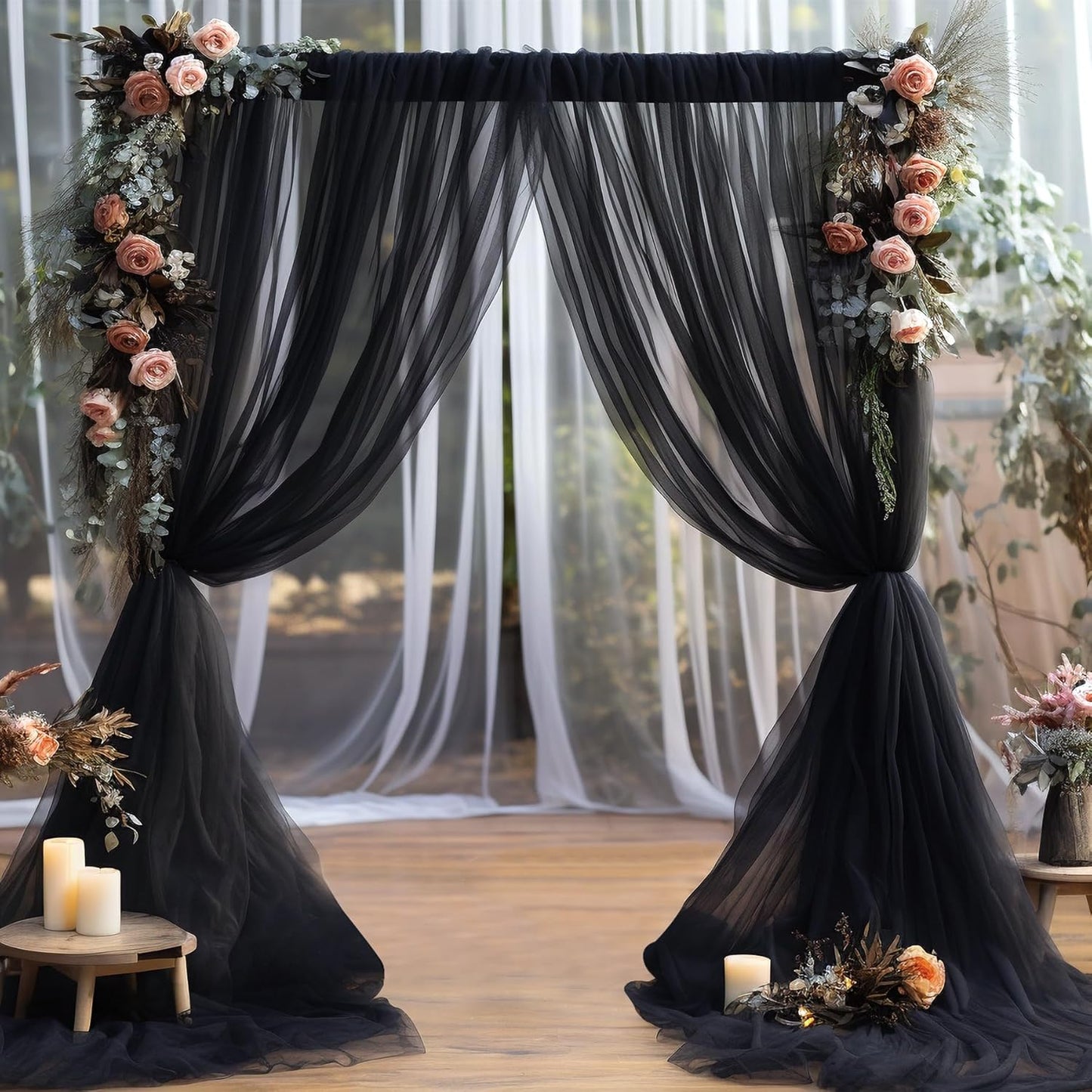 10ft x 8ft Black Tulle Backdrop - Spooky Elegance!