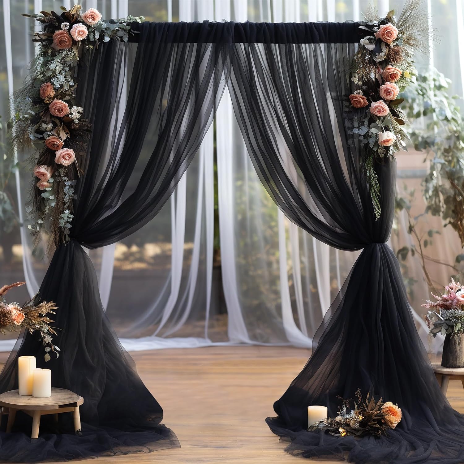 10ft x 8ft Black Tulle Backdrop - Spooky Elegance!