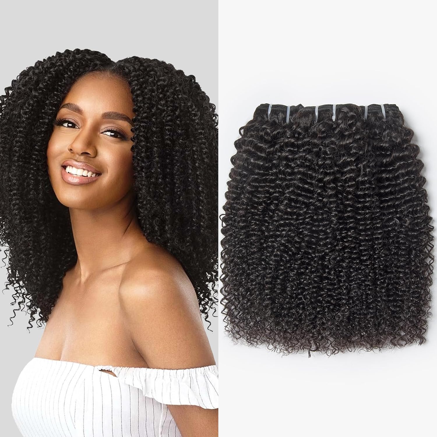 Kinky Curly Human Hair Bundles for Natural Look Weave