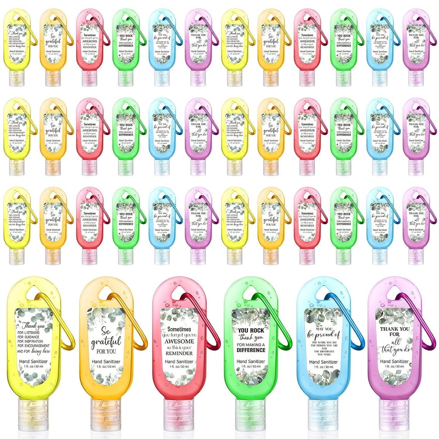 24 Pack Hand Sanitizer Keychains with Eucalyptus Scented Gel