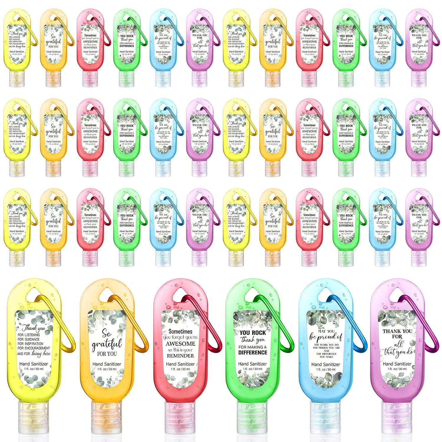 24 Pack Hand Sanitizer Keychains with Eucalyptus Scented Gel
