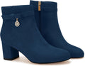 Womens Suede Ankle Boots Chunky 2.5in Heel - Tie Knot Booties