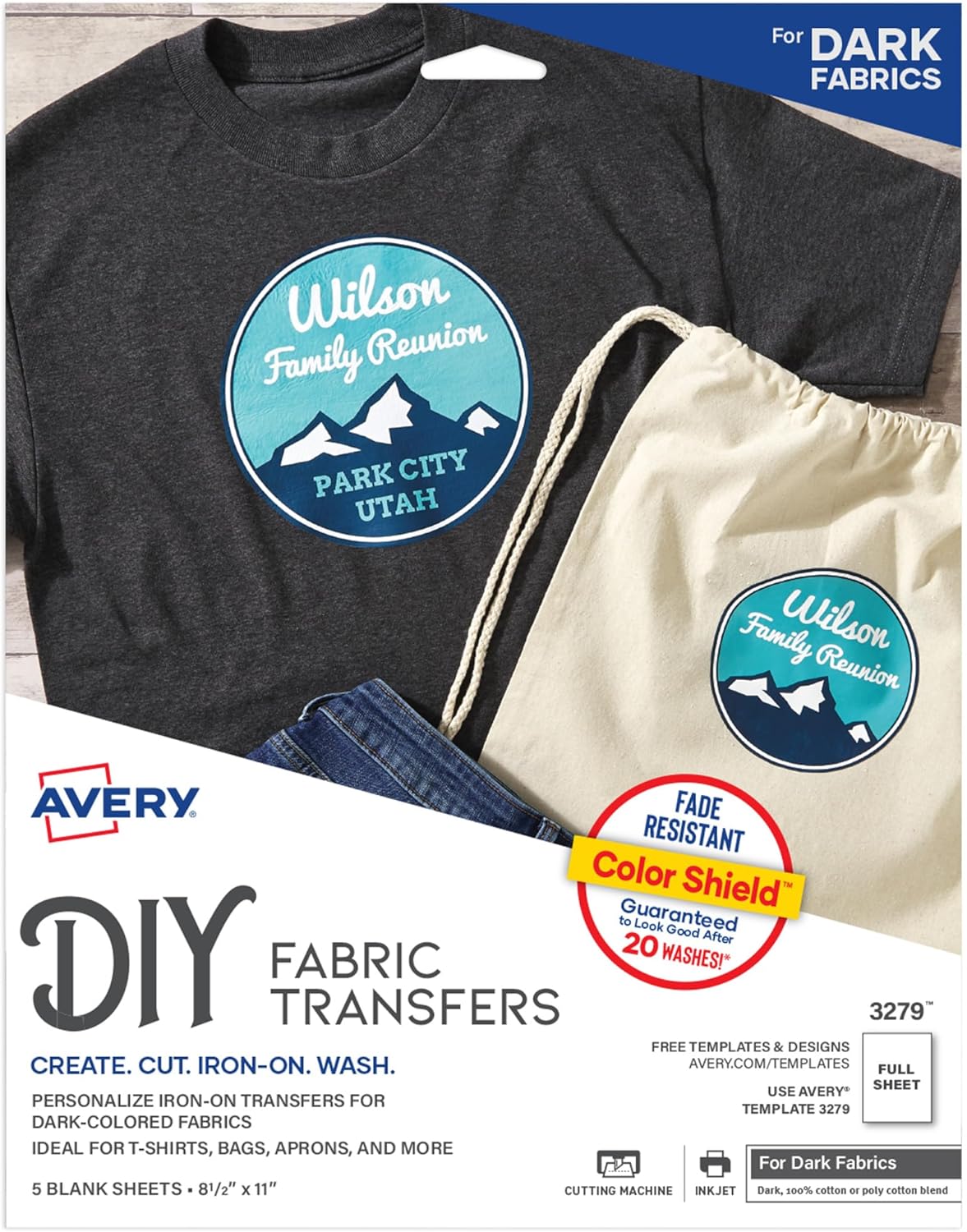 Avery Dark Fabric Iron-On Transfers - Vibrant Prints Guaranteed!