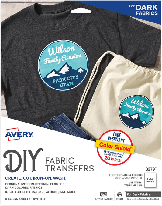 Avery Dark Fabric Iron-On Transfers - Vibrant Prints Guaranteed!