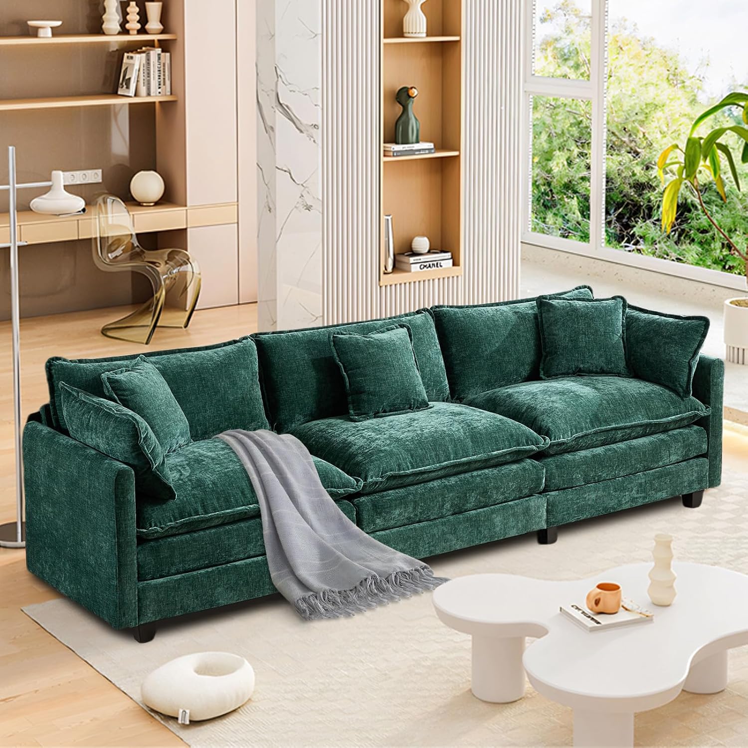 SoarFlash 113.78in Chenille Sectional Sofa for Modern Living Rooms