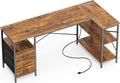 L Shaped Desk with Power Outlets and Drawers - Corner Workstation