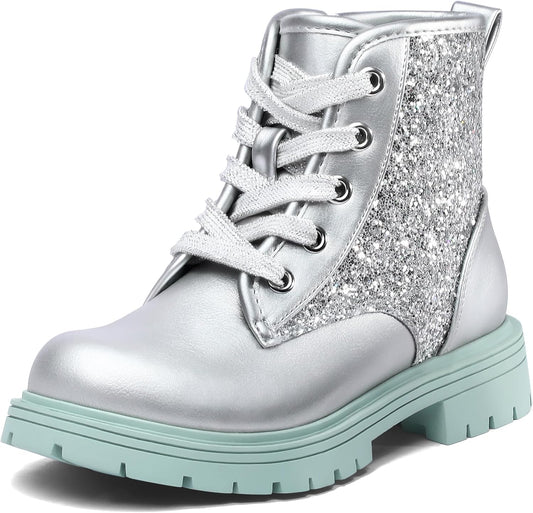 K KomForme Girls Glitter Ankle Boots for Stylish Kids