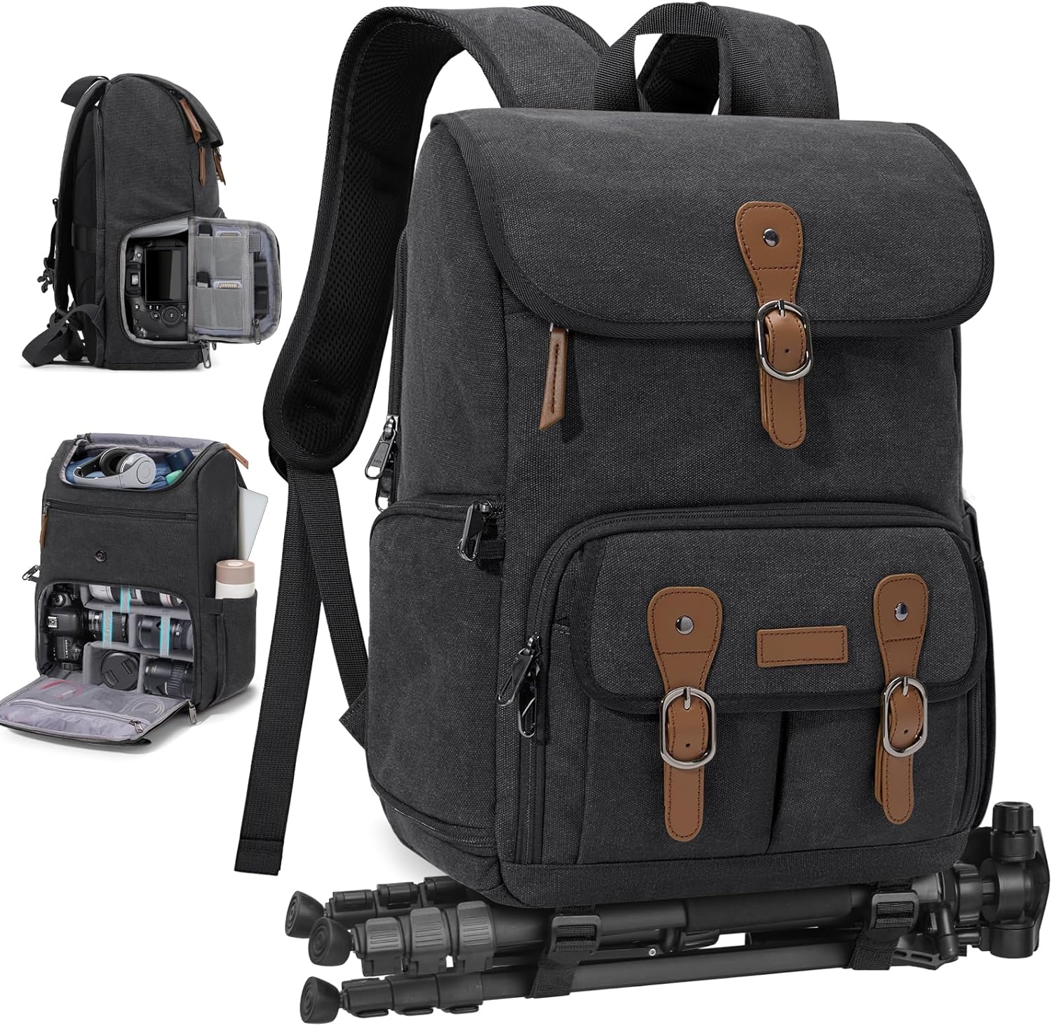 RAINSMORE Camera Bag Backpack for DSLR and Laptop Protection