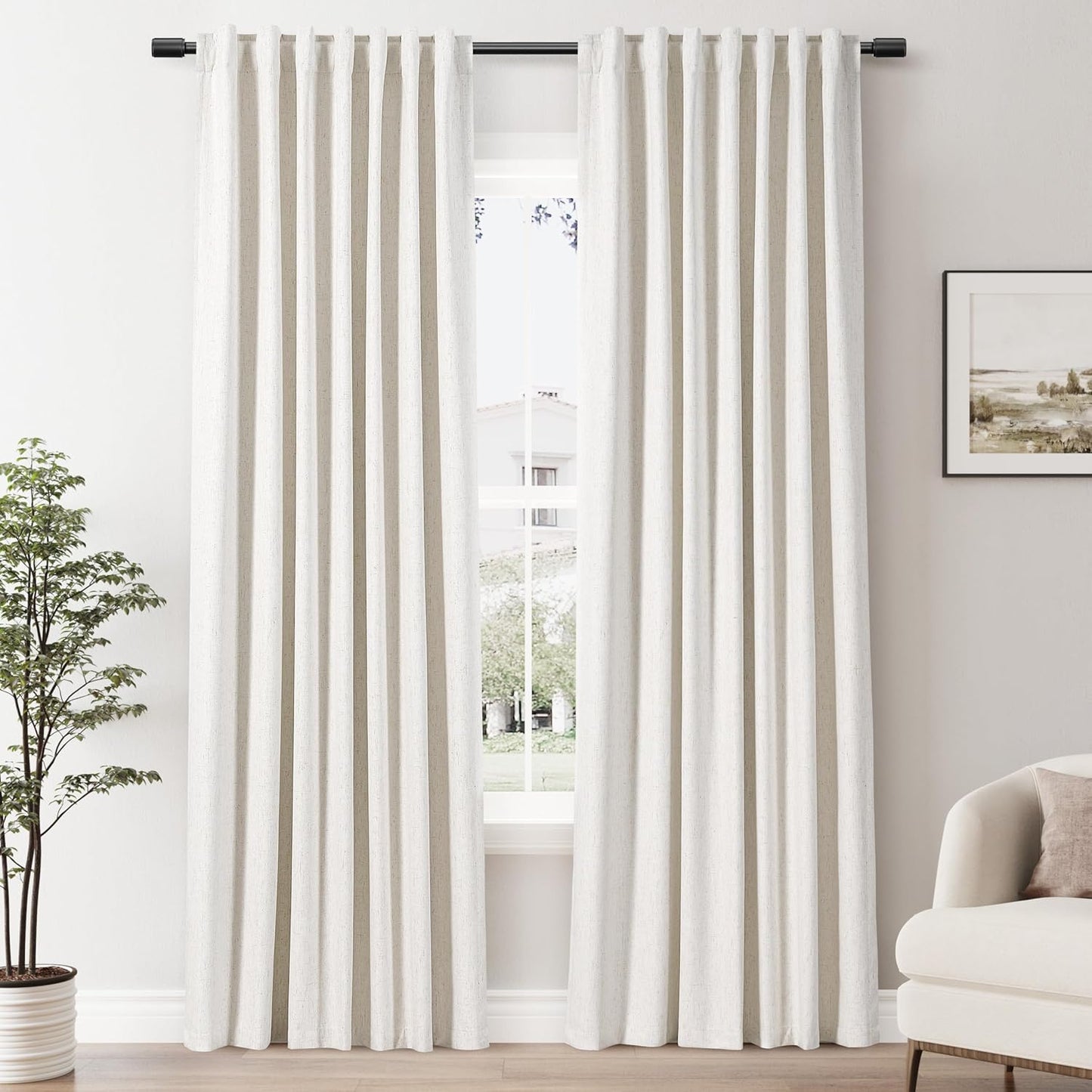 Total Blackout Linen Curtains - Natural Beige - 84 - 2 Pack