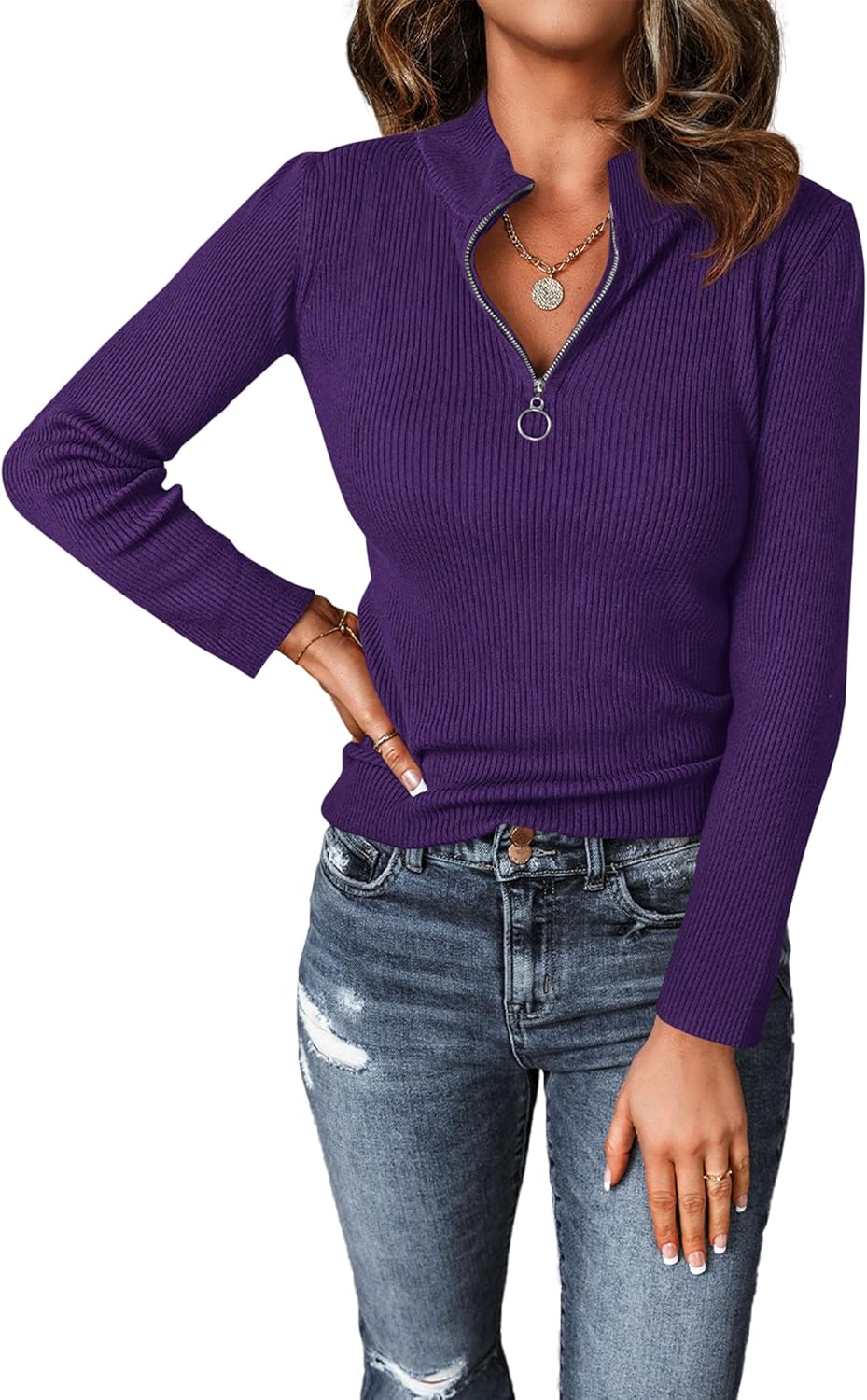PRETTYGARDEN Fall Quarter Zip Pullover Sweaters for Women