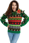 Women Ugly Christmas Fair Isle Knit Pullover - Funny Novelty Sweater