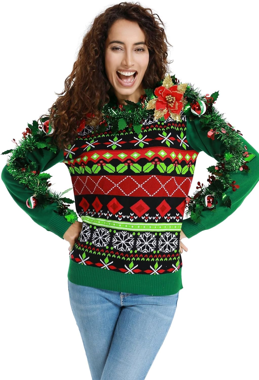 Women Ugly Christmas Sweater Funny Novelty Knit Pullover