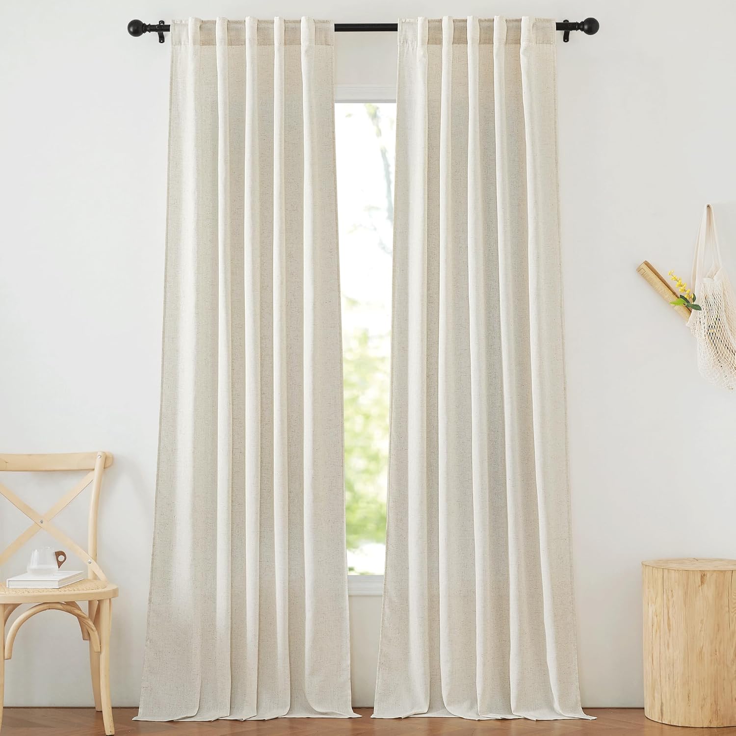 NICETOWN Flax Linen Curtains: Semi-Sheer Privacy & Light Filtering