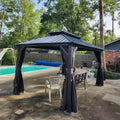 Domi 12ft x 14ft Hardtop Gazebo Grey - Double Roof Patio Shelter