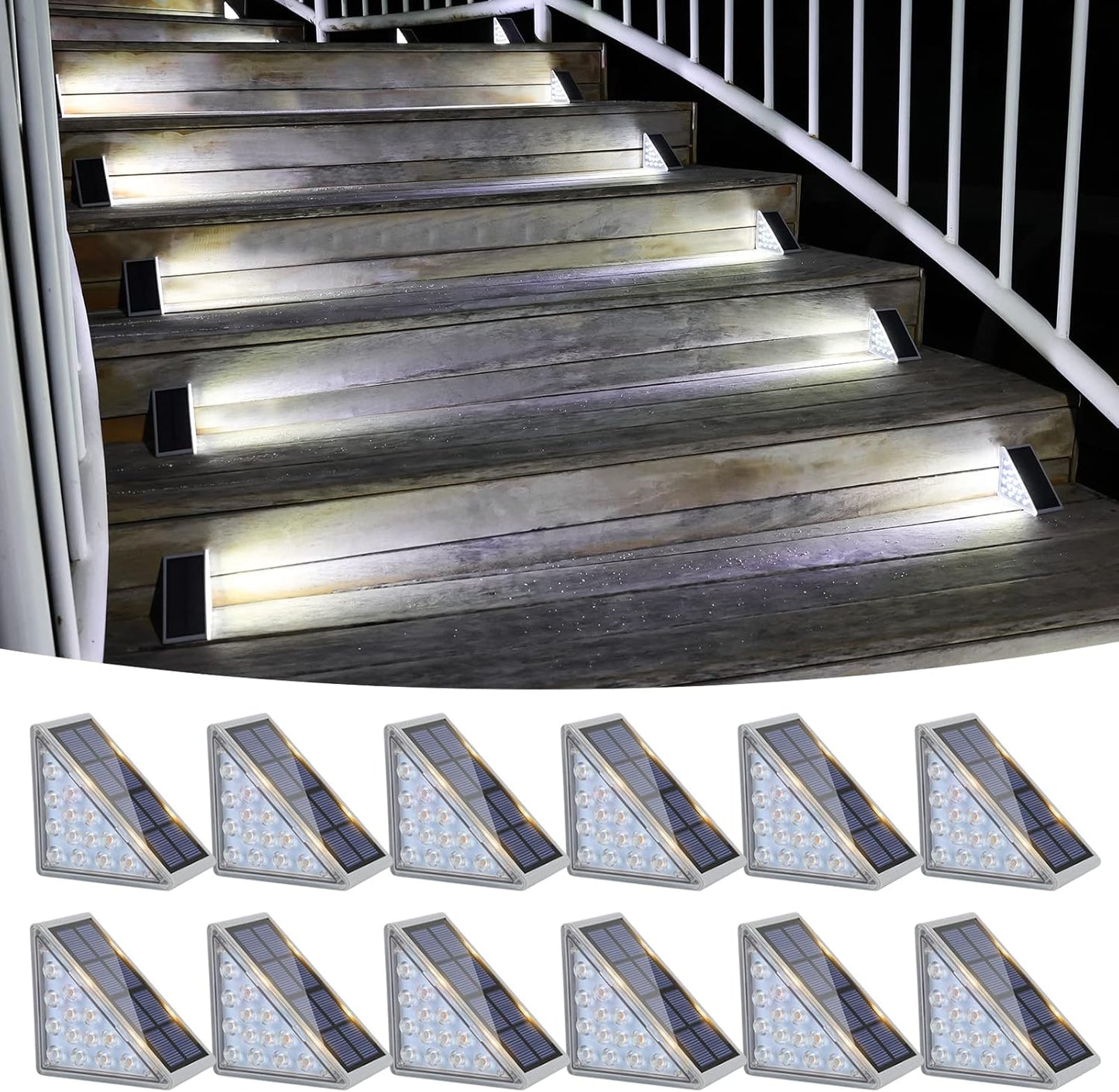 VOLISUN Solar Stair Lights 12 Pack for Safe Outdoor Steps