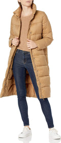 Women's Lightweight Full-Zip Water-Resistant Long Cocoon Puffer Coat