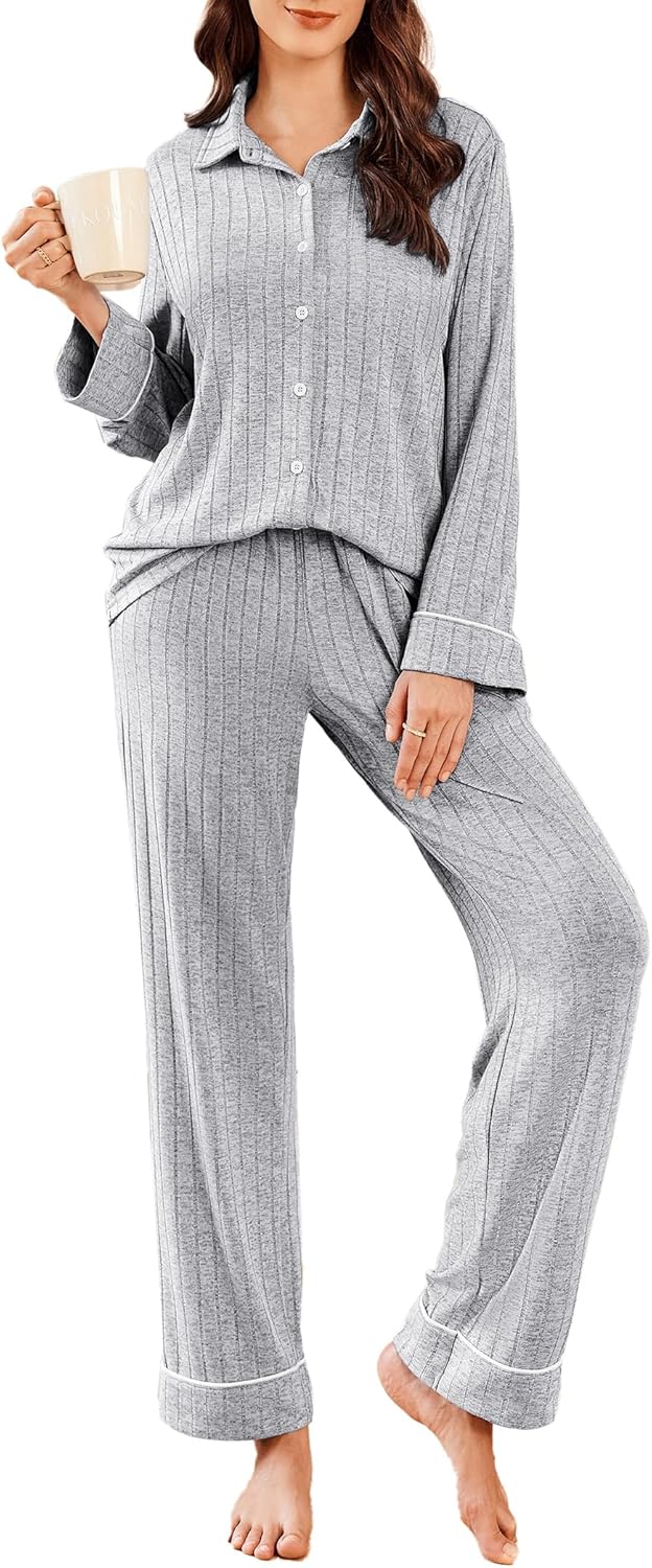 Ekouaer Womens Pajama Sets Long Sleeve Soft 2 Piece Pjs