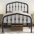 Twin Metal Platform Bed Frame with Victorian Headboard - Sturdy Design