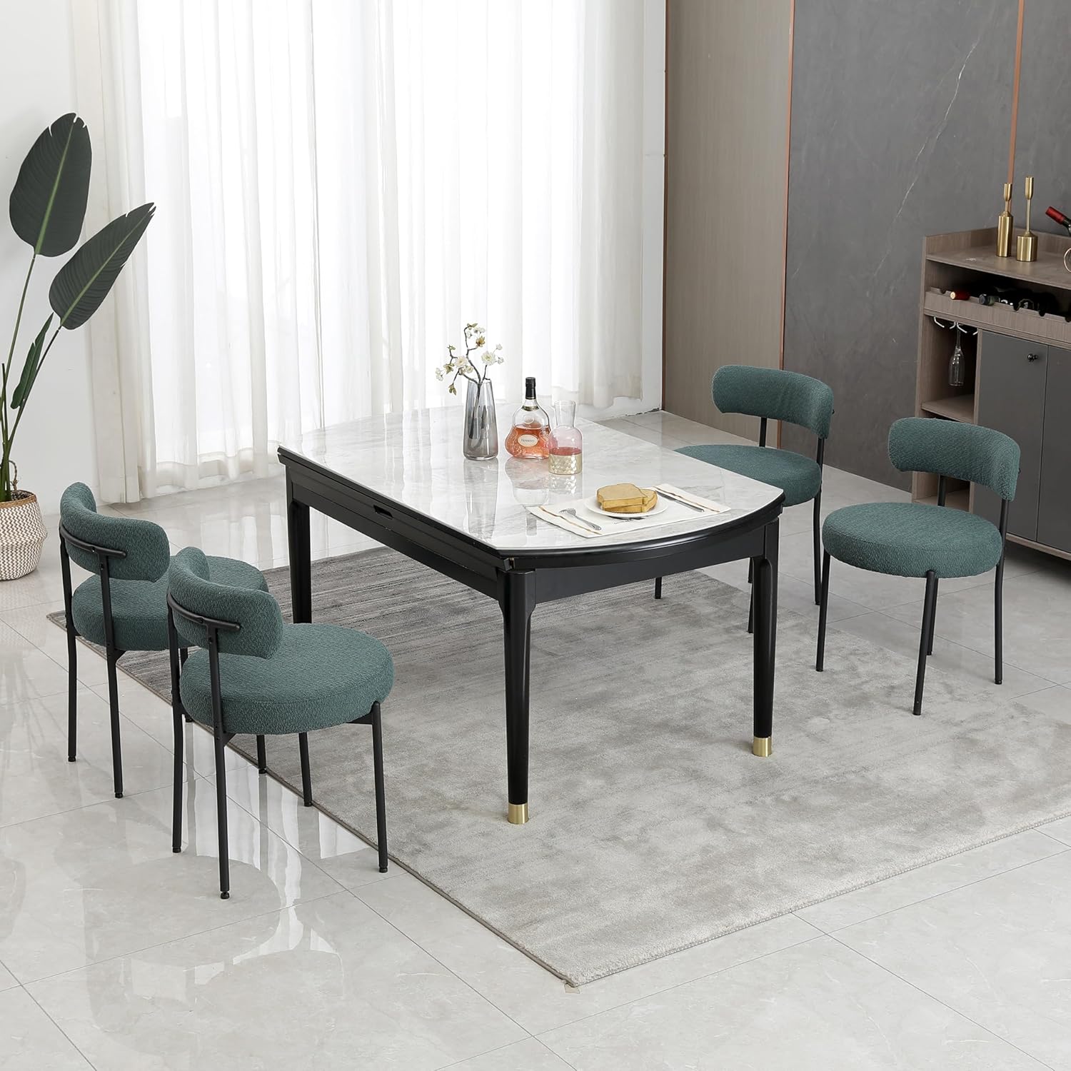 DYHOME Boucle Dining Chairs Set of 4 for Kitchen and Living Room