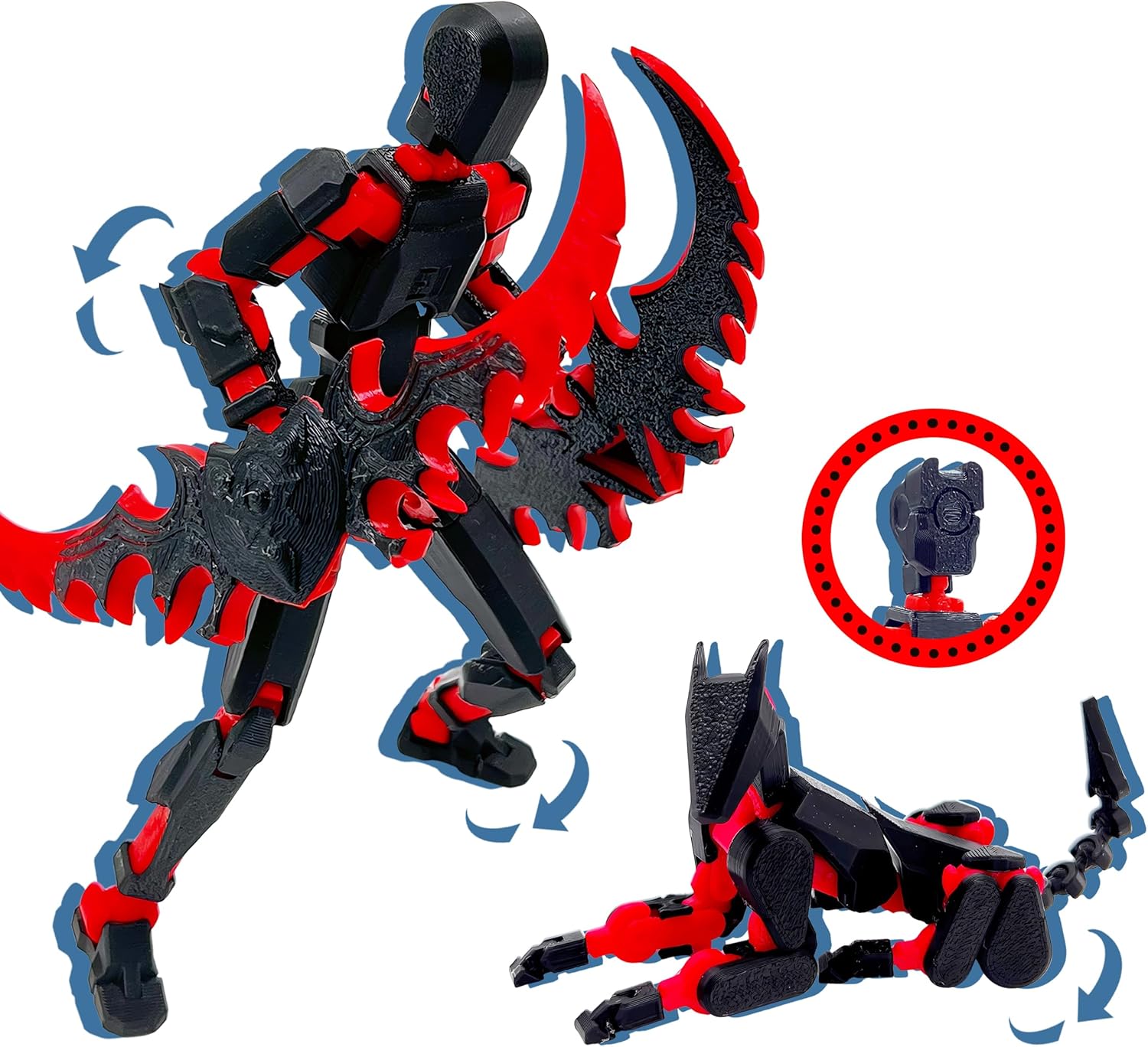 Complete T13 Action Figures Set - 3D Printed Robo 13 & Titan 13 (Black Red) by Uodofy
