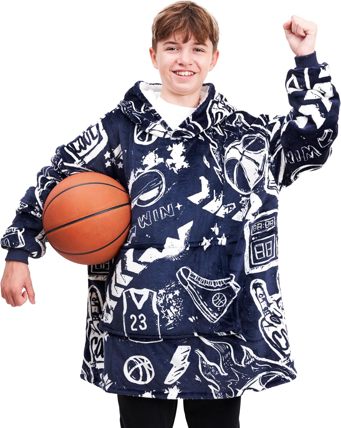Soccer & Basketball Hoodie Blanket for All Ages - The Ultimate Comfort!