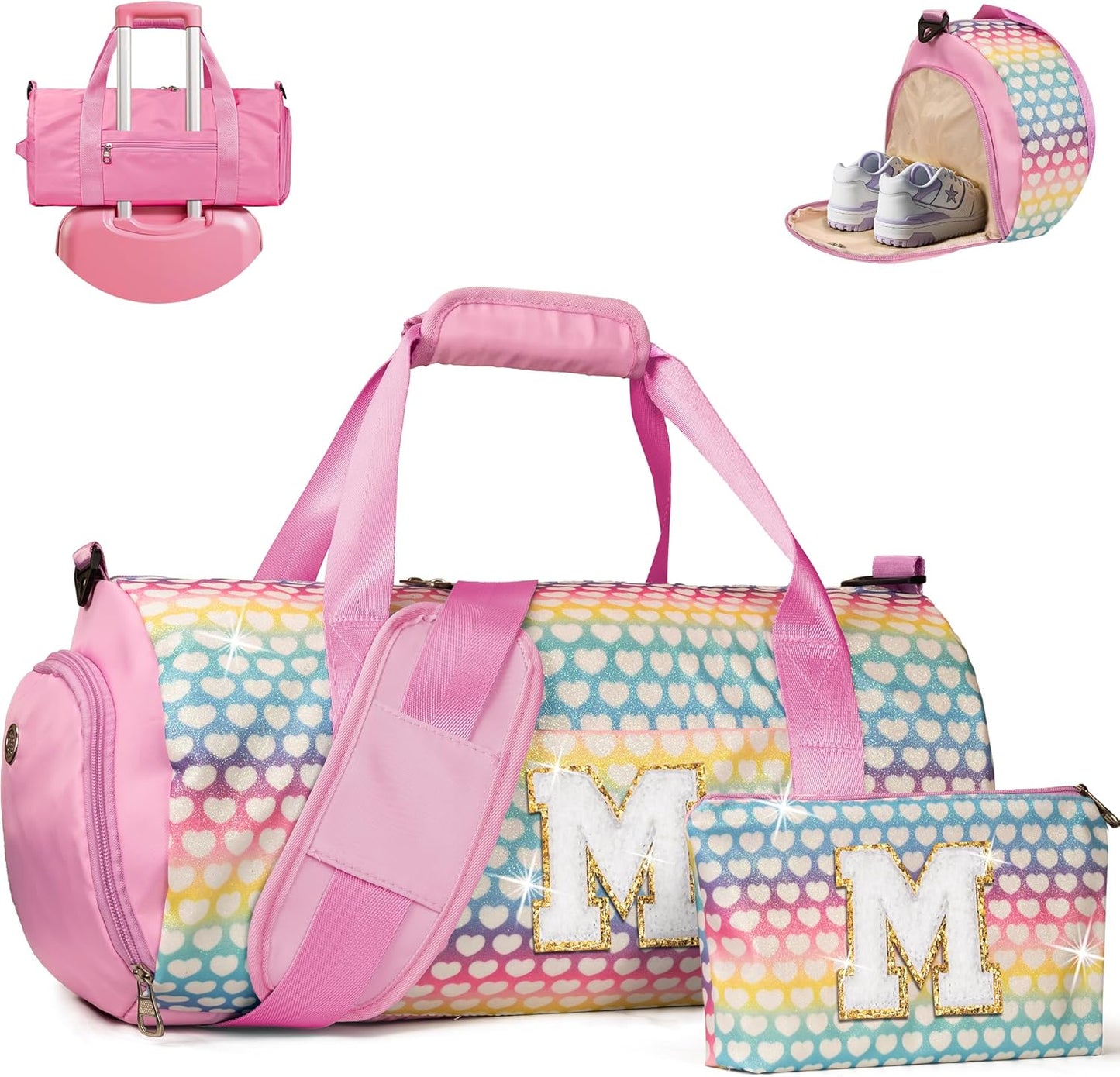 Personalized Girls Travel Duffel Bag with Shoe Compartment