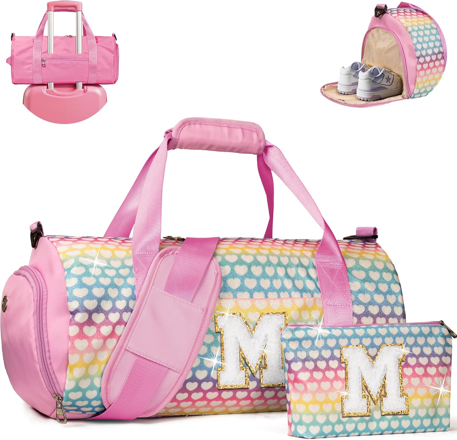 Personalized Girls Travel Duffel Bag with Shoe Compartment