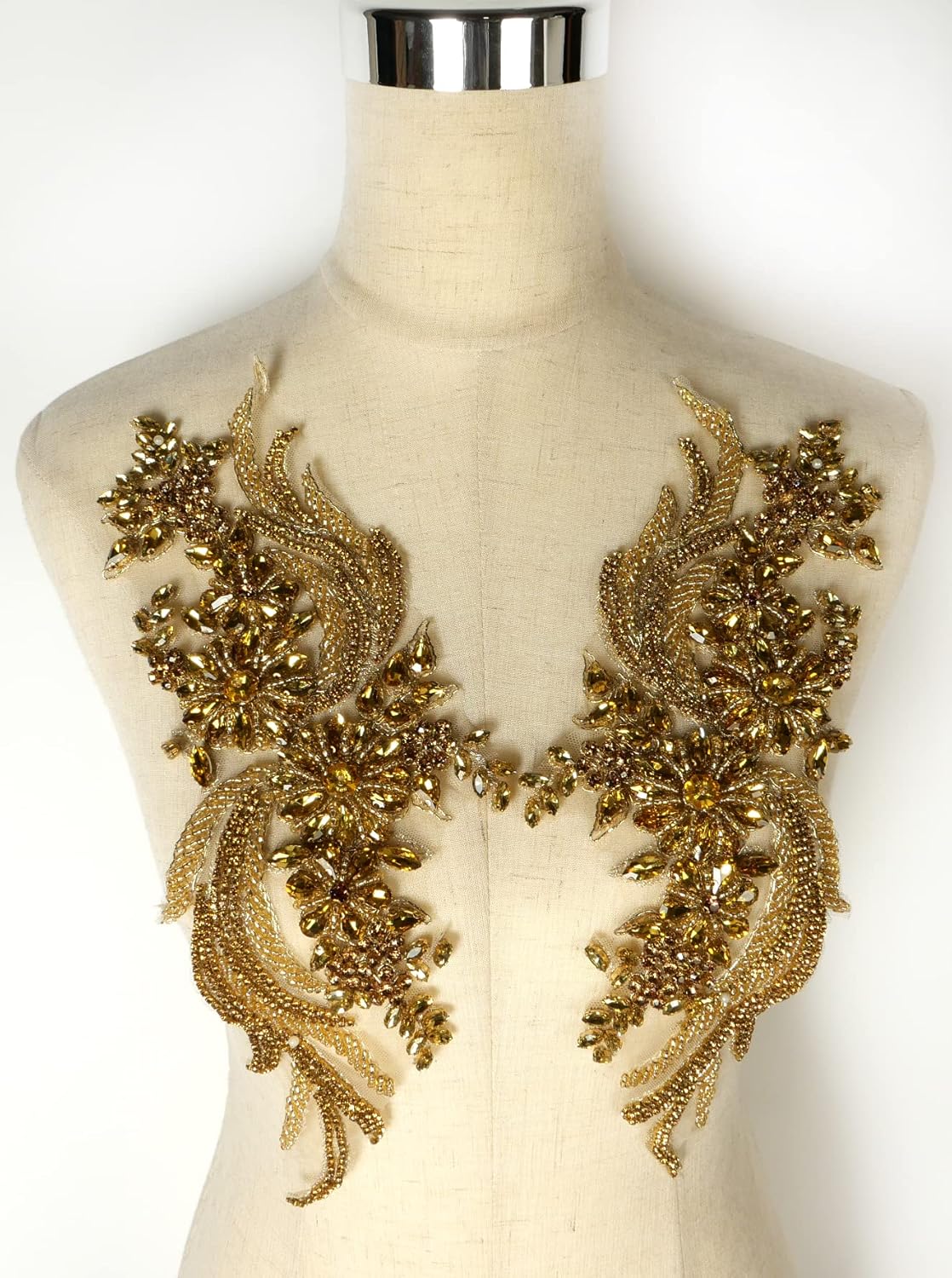 Hand-Made Beaded Rhinestones Applique for Dress Craft Projects
