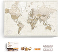 Canvas World Map with Cork Pin Board - Decorative Wall Map (90x60 cm)