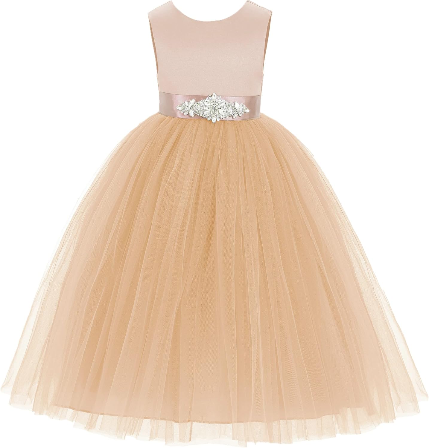 Elegant V-Back Satin Flower Girl Dress for Special Occasions