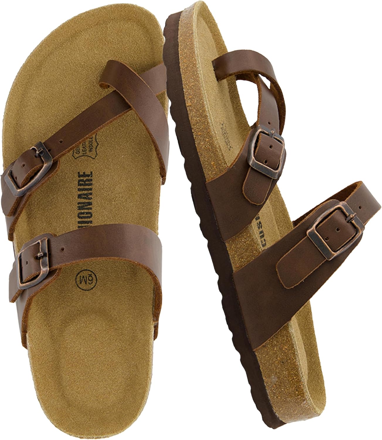 CUSHIONAIRE Women's Luna Cork Footbed Sandal for Comfort