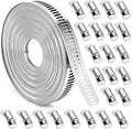 Hose Clamps DIY 56 ft Metal Strap + 24 Fasteners - Large Adjustable