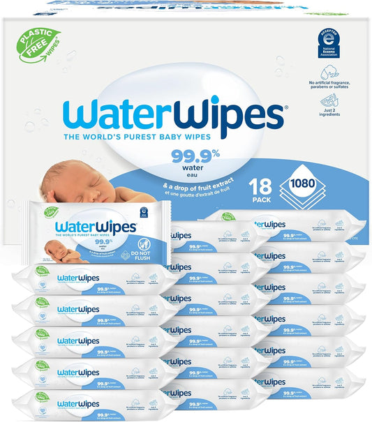 WaterWipes 99.9% Water Baby Wipes - Hypoallergenic & Unscented