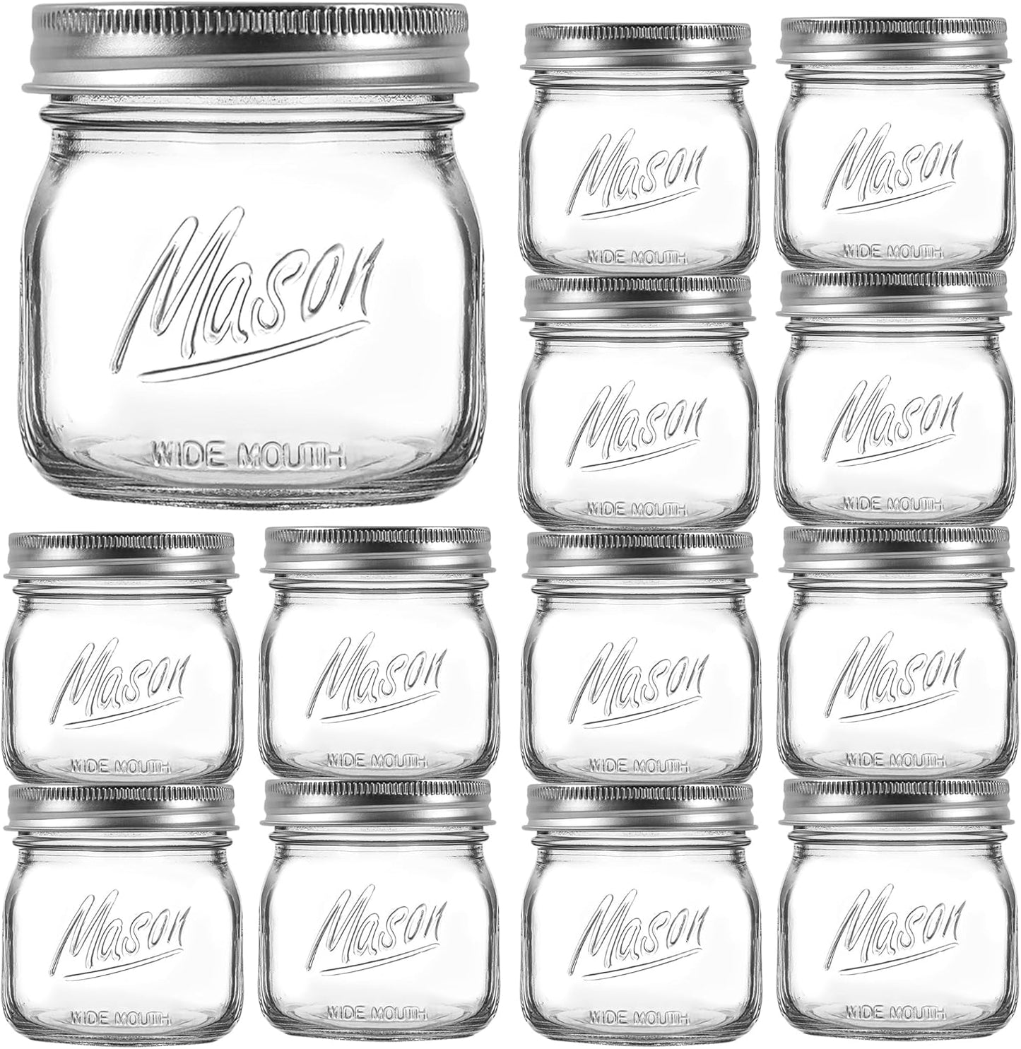 12PCS Wide Mouth Mason Jars for Food Storage and DIY Projects
