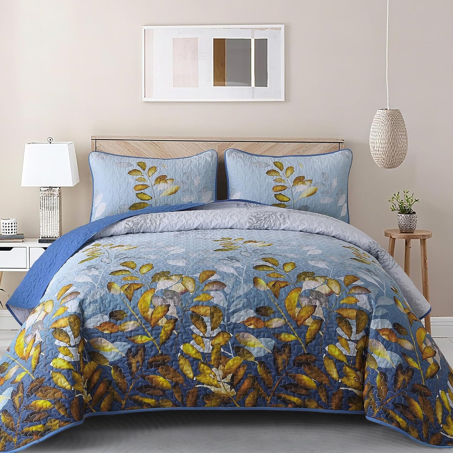 WONGS BEDDING 3 Pieces Quilt Set Queen Size for Elegant Decor
