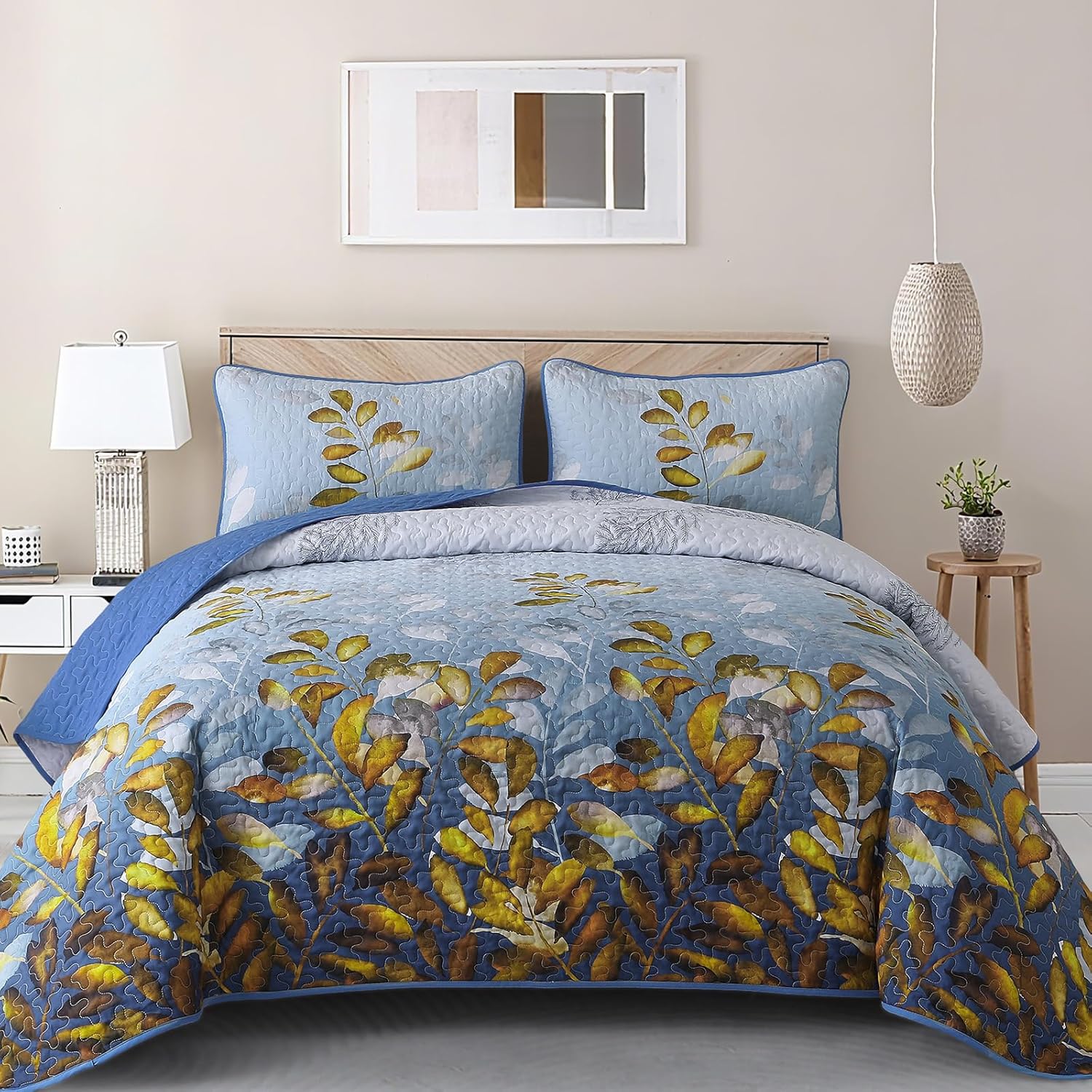 WONGS BEDDING 3 Pieces Quilt Set Queen Size for Elegant Decor