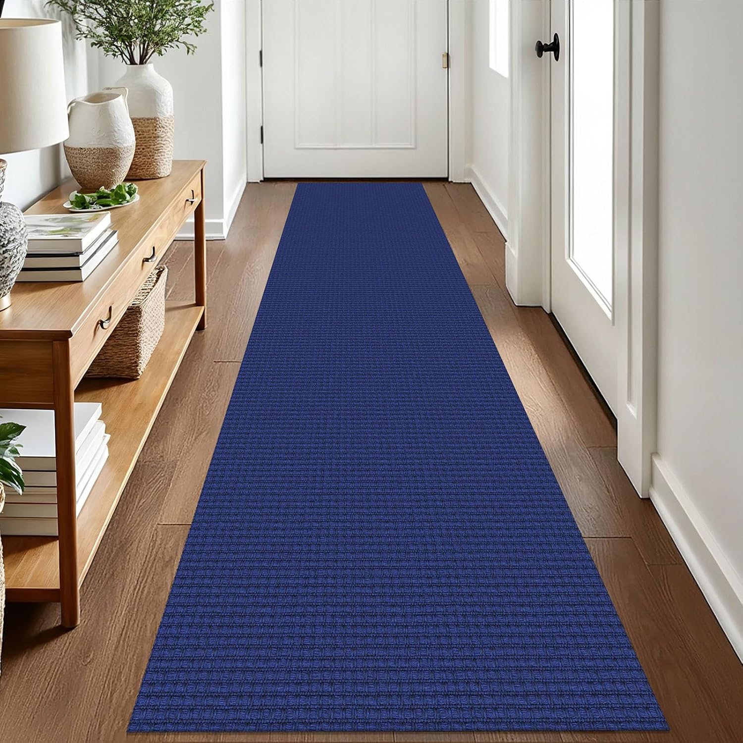 Woven Runner Rug 2x8 Ft for Hallways - Non Slip and Washable