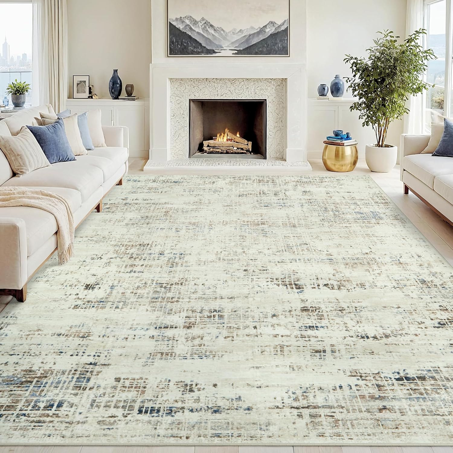 8x10 Area Rugs for Living Room: Soft Non-Shedding Carpet