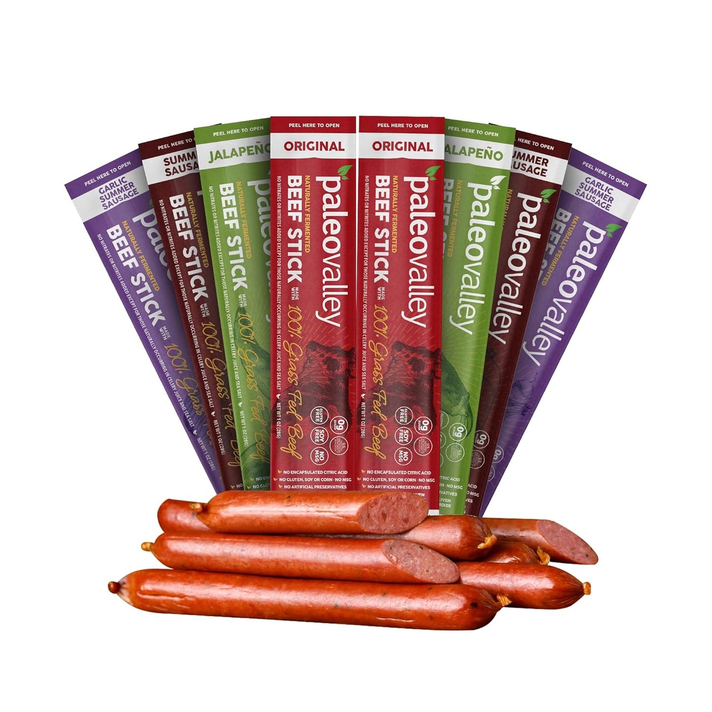 Paleovalley 100% Grass Fed Beef Sticks - High Protein Snack