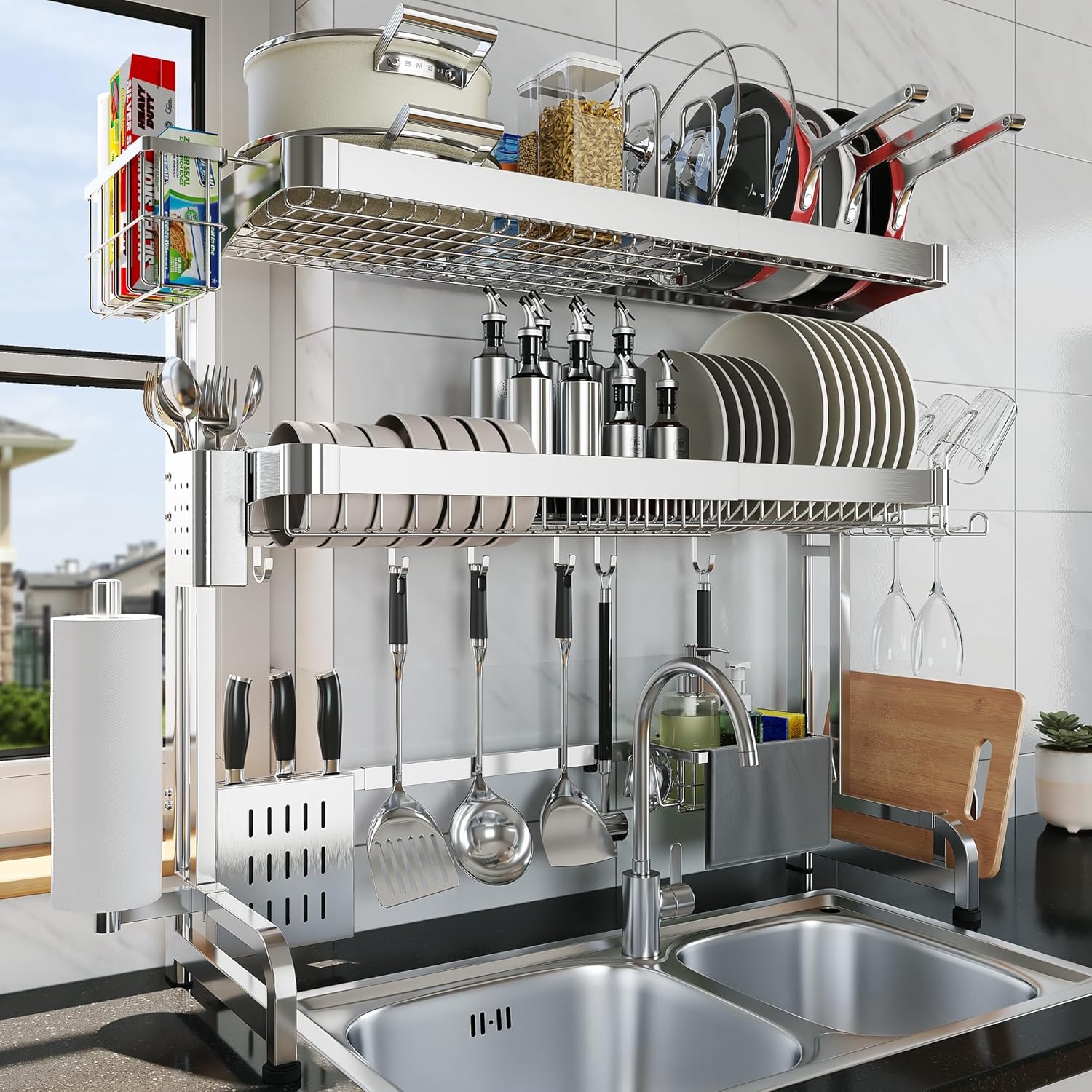 Over The Sink Dish Drying Rack for Kitchen Organization and Storage
