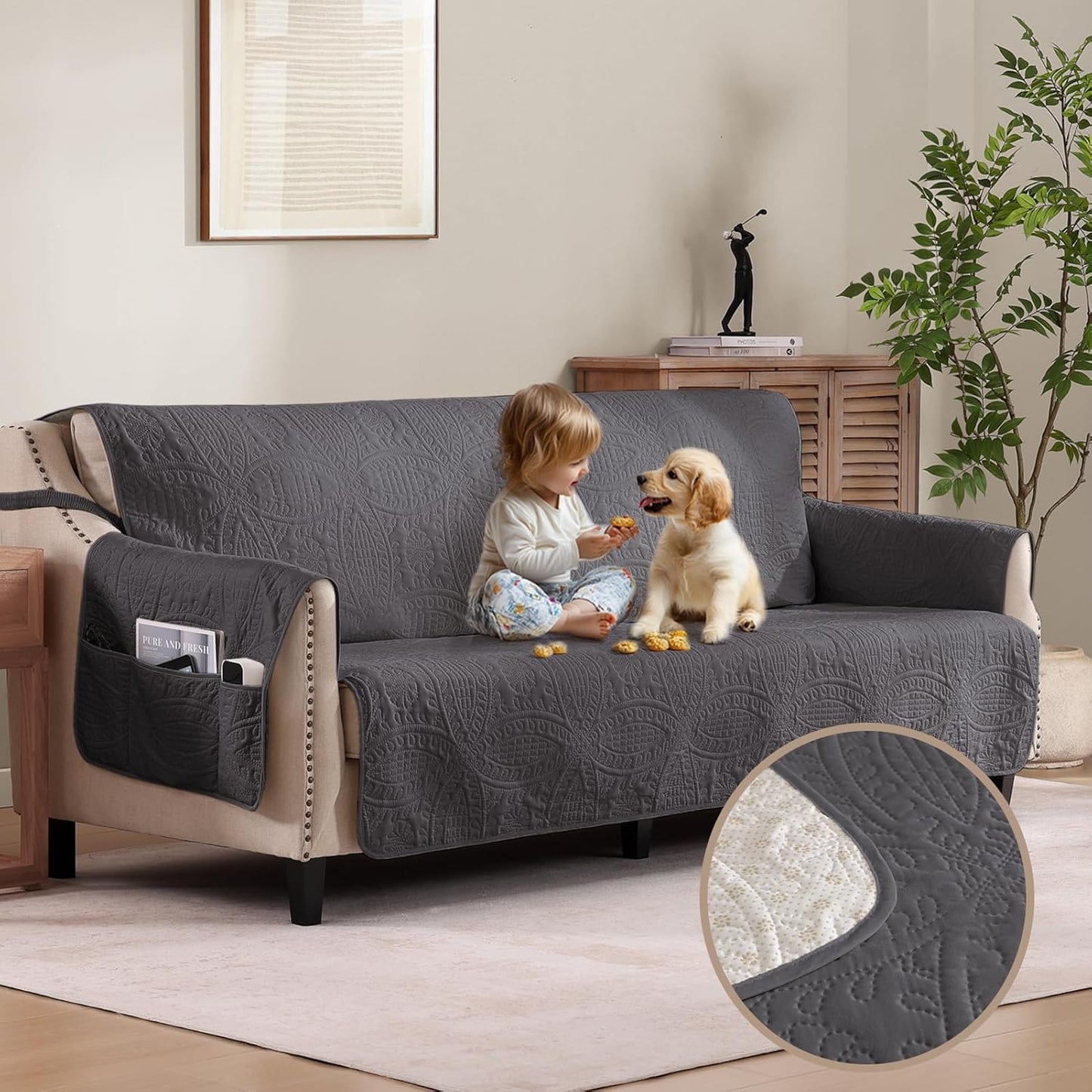 Quilted Grand Sofa Covers for Large Sofas - Soft & Cozy Protector